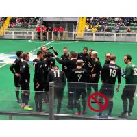 Cedar Rapids Rampage huddle up vs. the Milwaukee Wave