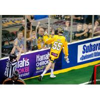 Bryan Cole of the Georgia Swarm celebrates a goal with the fans