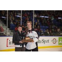Vancouver Giants Forward Ty Ronning accepts his Humanitarian of the Year award