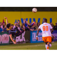 Las Vegas Lights FC Defender Marcelo Alatorre takes to the air
