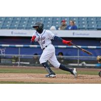 Irving Falu of the Syracuse Chiefs triples to break the game open