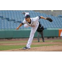 Syracuse Chiefs pitcher Austin Voth delivers a pitch during the team's no-hitter
