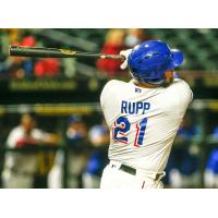 Round Rock Express catcher Cameron Rupp swings for the fences