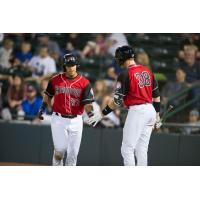 Melvin Novoa and Sam Huff of the Hickory Crawdads