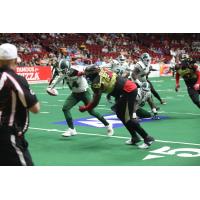 Defensive lineman Keith Jones, Jr. with the Iowa Barnstormers against the Green Bay Blizzard