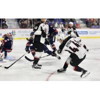 Bowen Byram of the Vancouver Giants scores against the Kamloops Blazers