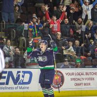 Maine Mariners and fans celebrate a goal