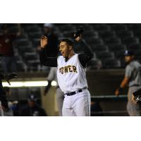 Dean Nevarez of the West Virginia Power reacts after his game-winning home run