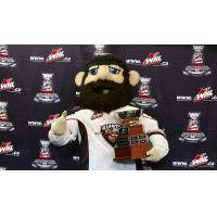 Vancouver Giants mascot Jack with the Western Conference championship trophy