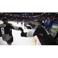 Vancouver Giants defenceman Dylan Plouffe and the Giants bench