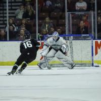 Brandon Saigeon of the Utah Grizzlies in the shootout vs. the Florida Everblades
