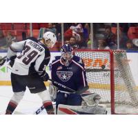 Vancouver Giants centre Evan Patrician takes a shot against the Tri-City Americans