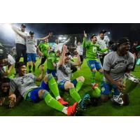 Seattle Sounders FC celebrates their 2019 Western Conference Final victory over LAFC