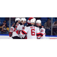 Binghamton Devils celebrate a goal against the Wilkes-Barre/Scranton Penguins