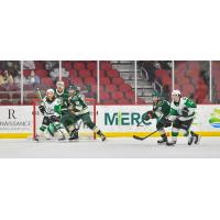 Texas Stars in front of the Iowa Wild goal