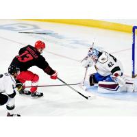 Chad Costello of the Allen Americans scores against the Utah Grizzlies