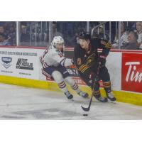 Vancouver Giants centre Ty Thorpe with the puck vs. the Kamloops Blazers