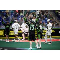 Robert Church of the Saskatchewan Rush reacts after a goal against the Vancouver Warriors