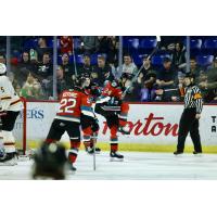 Kelowna Rockets and Dylan Wightman (24) react after his third period goal