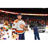 Greenville Swamp Rabbits defenseman Max Coyle collects teddy bears