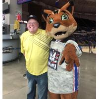 Author Fran Stuchbury and Fayetteville Marksmen mascot Marky