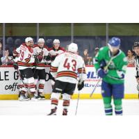 Tucson Roadrunners' John Leonard, Josh Doan, Jan Jenik, and Montana Onyebuch on game night