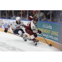 Oshawa Generals' Tyler Graham versus Peterborough Petes' Donovan McCoy