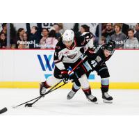 Vancouver Giants' London Hoilett battles Portland Winterhawks' Ryder Thompson