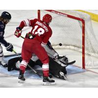 Easton Brodzinski of the Allen Americans scores a goal