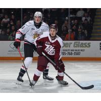 Owen Sound Attack's Konnor Smith and Peterborough Petes' Quinton Page on game night