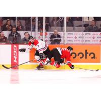 Vancouver Giants defenceman Colton Roberts (right) in the 2024 CHL/NHL Top Prospects Game