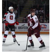 Ottawa 67's' Derek Smyth and Peterborough Petes' Jax Dubois on game night