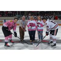 Peterborough Petes' Jonathan Melee and Niagara IceDogs' Gavin Bryant on 15th Annual Pink in the Rink game