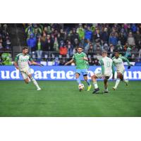 Seattle Sounders FC's Alex Roldan battles Austin FC