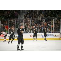 Utah Grizzlies' Alex Beaucage celebrates win