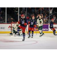 Grand Rapids Griffins' Joel L'Esperance and Dominik Shine celebrate win