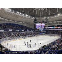 A school day crowd watches the Fayetteville Marksmen