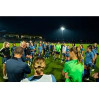 Washington Spirit huddle during the preseason