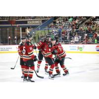 Tucson Roadrunners' Steven Kampfer, Aku Raty, Justin Kirkland, Josh Doan, and Jan Jenik on game night