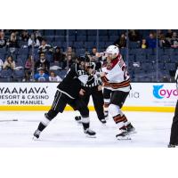 Tucson Roadrunners' Curtis Douglas battles Ontario Reign's Jacob Doty