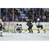 Kelowna Rockets battle the Vancouver Giants