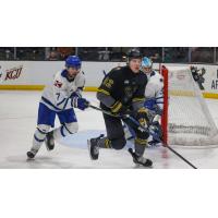 Wichita Thunder forward Nick Nardella (left) vs. the Iowa Heartlanders