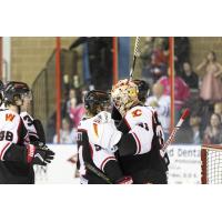 Rapid City Rush's Blake Bennett and Matt Radomsky celebrate win