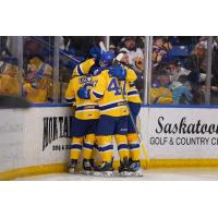 Saskatoon Blades celebrate win