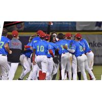 Tri-City ValleyCats celebrate a walk-off win