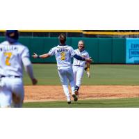 Montgomery Biscuits celebrate on the field