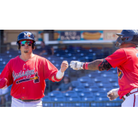 Mississippi Braves exchange fist bumps