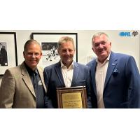 Former Guelph Storm Governor and OHL Chairman Rick Gaetz with the Bill Long Award