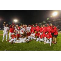 Winnipeg Goldeyes pose after winning the division title