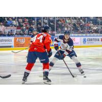 Saginaw Spirit left wing Michael Misa (right)